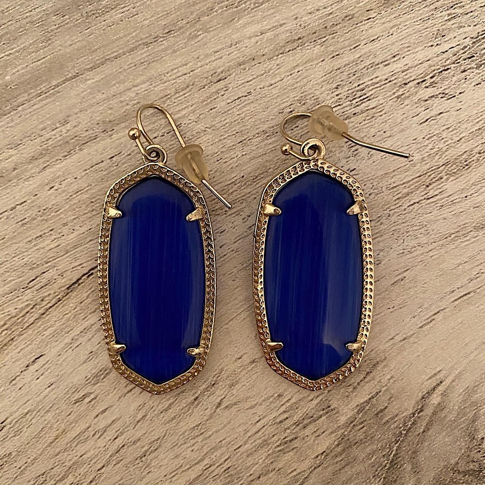 Kendra Scott Royal Blue and gold earrings worn once no box